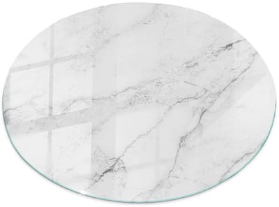 Tulup Tafelblad Glas - Marmeren Oppervlaktepatroon Veiligheidsglas - 60 cm - Wit Gehard Glas - Rond Tafelblad Glas - Glazen Tafelblad voor de Woonkamer - Glazen Plaat
