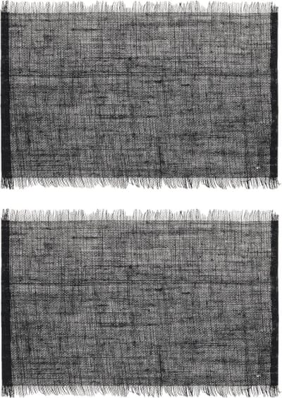 Secret de Gourmet Jute tafel placemat - Set van 4x stuks - zwart - 45 x 30 cm - Onderleggers - met rafels