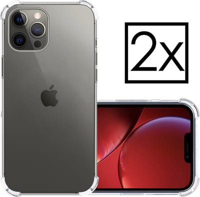 Hoesje - 2 Stuks - Geschikt voor Apple iPhone 13 Pro Max - Sterk & Shockproof - Siliconen Case - Back Cover - Telefoon Hoes Shock Proof - Transparant