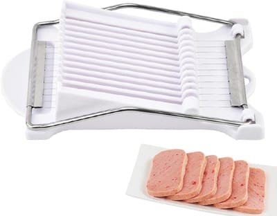 Voedingssnijder - Vlees snijder - Gelijk Porties Snijden - Roestvrijstalen Pinnen - 22.9L x 6.2W x 13.1H cm - Wit