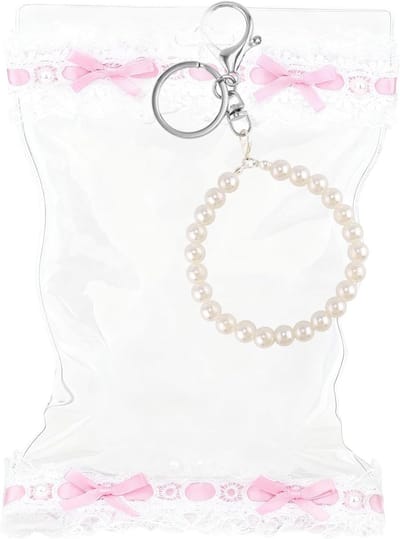 Doll Display Tas 15x25cm - Transparante PVC Beschermtas met Kanten Rand en Parelsleutelhanger voor Poppen en Pluche Speelgoed Decoratie