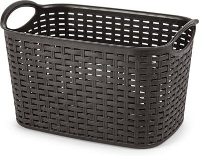 Plasticforte opbergmand/kastmandje - 19 liter - donkerbruin - kunststof - 29 x 39 x 25 cm