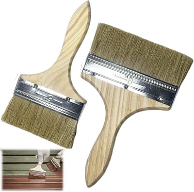 Set van 2 Verfkwasten, Platte Kwasten voor Vernis, 100 mm / 125 mm, Ideaal voor Glazuren, Schilderen en Wandbekleding, Geschikt voor Tuinhekken en Decoratie