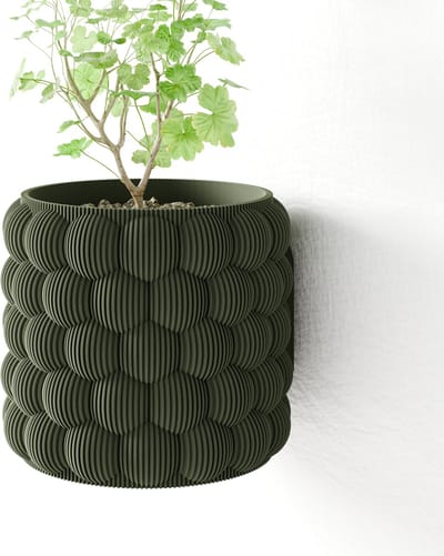 Fleuriek - Hangpot voor aan de muur - Groene Hangende bloempot voor plantenwand - Decoratieve wandpot binnen - Decoratieve wandpot binnen, plantenpot - D12 cm - Groen