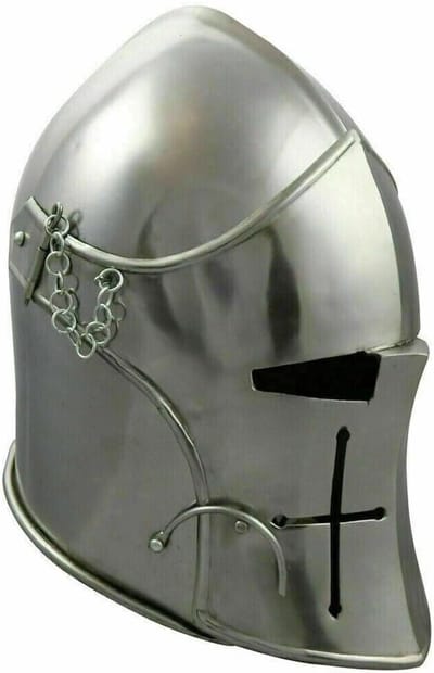 Middeleeuwse Helm - Ridders Kostuum - Historische Re-enactment - Handgemaakt Staal - 26 Inch Omtrek - Zilverkleurig