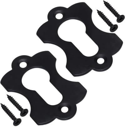 Dailygoods- Rozetplaten - Set van 2 - 60 x 38 x 2 mm - Sleutelgatafdekking - Metaal - Zwart - Inclusief schroeven - Slotrozet