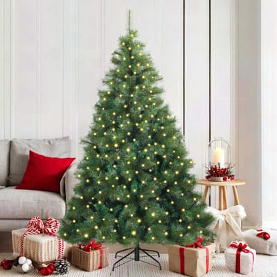 vidaXL - Kunstkerstboom - met - 300 - LED - met - standaard - Groen - 180 - cm - PE - en - PVC