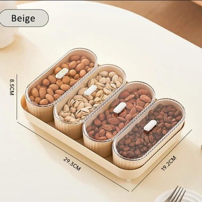 4 stuks Plastic Snackborden Set met Serveerschaal Snoep Noten Fruit Container met Transparant Deksel Voorgerecht Tafelgerei Huisfeest