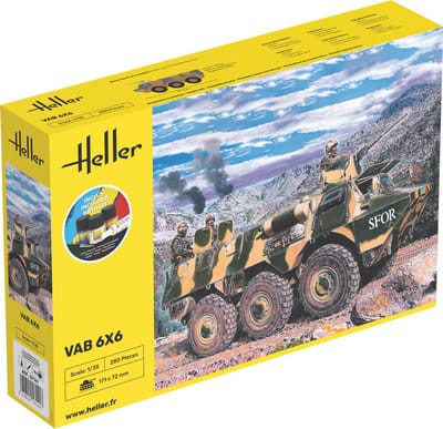 Heller Modelbouwpakket Militaire voertuigen - 57141 VAB 6x6 - Véhicule de l'Avant Blindé - Militair Pantservoertuig - Starter Kit Plastic - 1:35 - Modelbouw