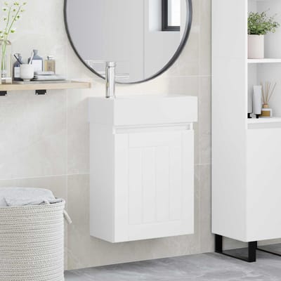 vidaXL - Badkamermeubel - met - kraan - Wit - 45,5 - x - 25,5 - x - 84 - cm
