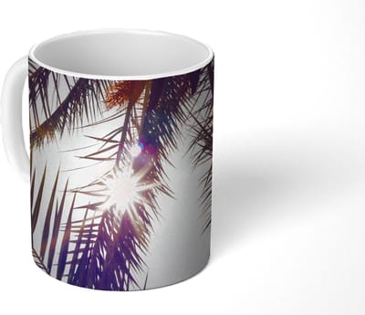 Mok - Koffiemok - Palmbladeren - Zon - Zomer - Mokken - 350 ML - Beker - Koffiemokken - Theemok