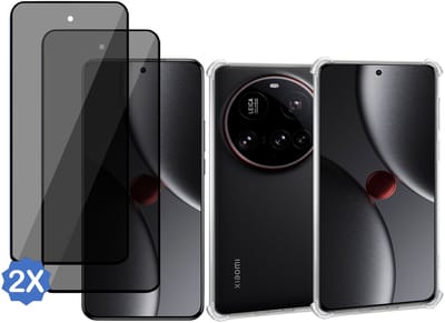 ChiGuard Hoesje & 2x Privacy Screenprotector geschikt voor Xiaomi 15 Ultra Hoesje Screenprotector - Gehard Glas Cover + Shock Proof Case - Transparant