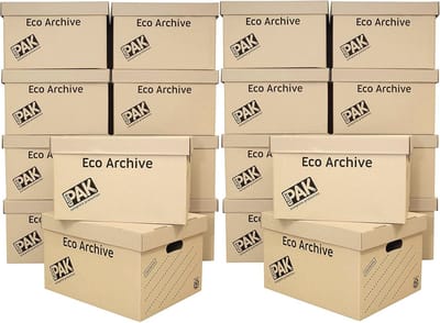 20 Kartonnen Opbergdozen met Deksels - Eenvoudig te Monteren, Voor Thuis, Kantoor en Verhuizing - 33 Liter - H26 x B34 x D43 cm