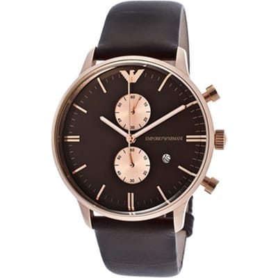Emporio Armani Collection Historique Cuir Noir Marron Homme Quartz AR0387 noir