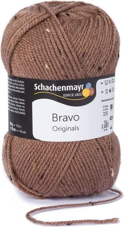Bravo Wol - 50 gram -  Bruin met wit en zwart
