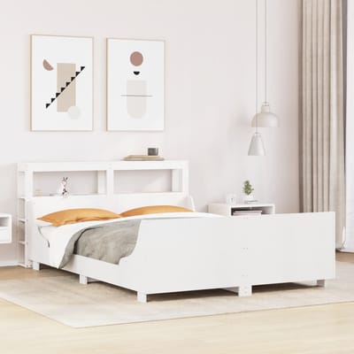 vidaXL - Bedframe - zonder - matras - massief - grenenhout - wit - 150x200 - cm