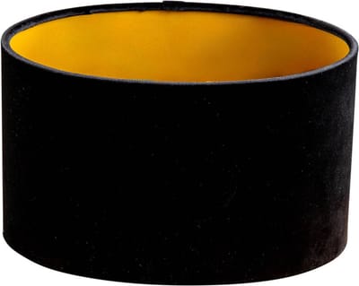 QAZQA cilinder velours - Klassieke Lampenkap - L 25 cm - Zwart Goud -