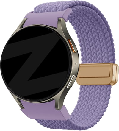 Bandz Gevlochten nylon bandje 'Easy fit' - Geschikt voor Samsung Galaxy Watch 7 (40 & 44mm) / Galaxy Watch 6 Classic (43 & 47mm) / Galaxy Watch 5 (Pro) / Galaxy Watch 4 (Classic) / Galaxy Watch FE (lila)