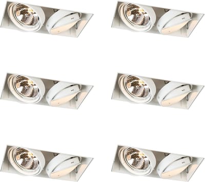 QAZQA Set van 6 Inbouwspot wit draai- en kantelbaar AR111 Trimless 2-lichts - Oneon