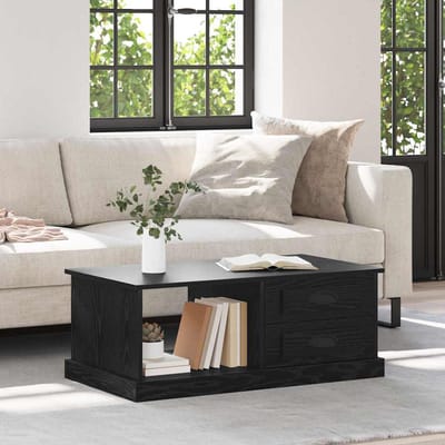 vidaXL - Salontafel - Zwart - Eiken - 90 - x - 50 - x - 35 - cm - Bewerkt - hout