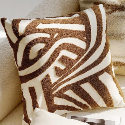45x45CM Bruine Vintage Scandinavische Sierkussenhoes Crème Lichte Luxe Bankkussen Taillehoes Eenvoudige Decoratieve Kussenhoes 45x45cm