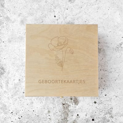 Geboortkaartjes box geboortebloem | Augustus | Klaproos | Geboortekaarten bewaren | Kraamcadeau | Fien & Feau