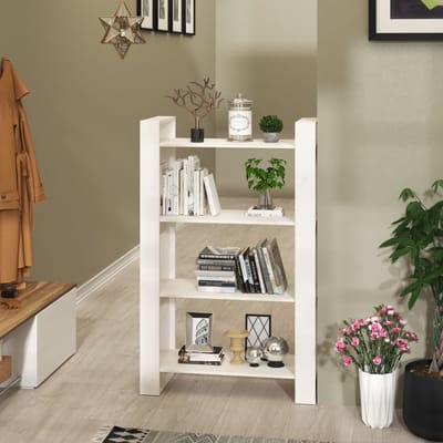 vidaXL - Boekenkast/kamerscherm - 80x35x125 - cm - massief - grenenhout - wit