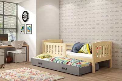 BMS - KUBUŚ Pull-Out Bed - 80X160 - Met Matras en Lade - Dennenhout/Graphiet