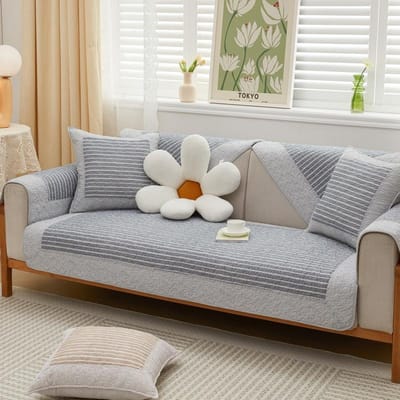 Sofaovertrek van puur katoen met gestreepte patchwork, sofaovertrek met antislip achterkant, kussen, woonkamer, bedzijde, modern, effen kleur, bankovertrek 70x70cm 1pcs
