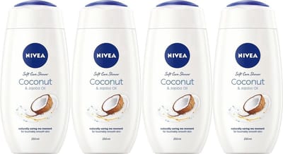 NIVEA Douche Crème Care & Coconut - Zijdezacht & Kokosgeur - Extra Verzorging Voor De Huid - 4x250ml