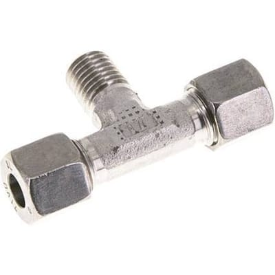 8L & M12x1.5 (con) RVS T-stuk Snijringkoppeling Buitendraad 315bar ISO 8434-1