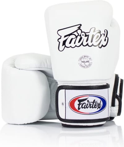 Fairtex BGV1 Muay Thai Bokshandschoenen 12 Oz – Premium Leer – Wit