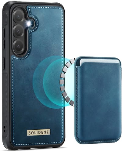 Solidenz Luxe Wallet geschikt voor Samsung Galaxy S25 FE hoesje - Magnetische Pasjeshouder - Schokbestendig - Blauw
