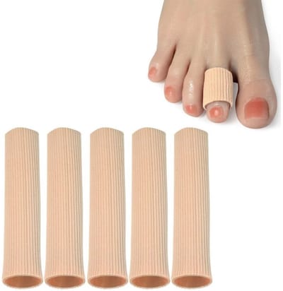 Daity 5-pack - Teenbeschermer - siliconen - teenspreider - Met siliconen voering - Beschermende teenbeschermers verlichten teenpijn en verwijderen likdoorns en eeltplekken (2,0 * 10 cm)