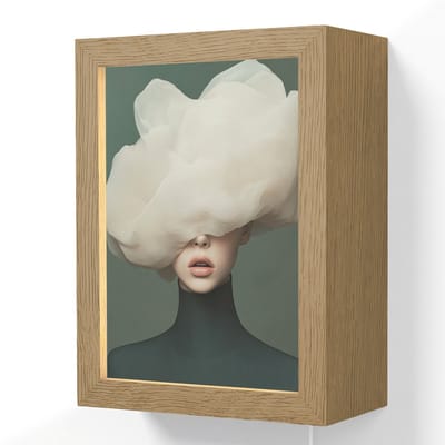 Wandlamp 15x20 cm - Oplaadbaar - Hoed - Vrouw - Beige - Wandlampen binnen woonkamer - Slaapkamer lamp met kabel - Decoratieve nachtlamp - Vloerlamp snoer
