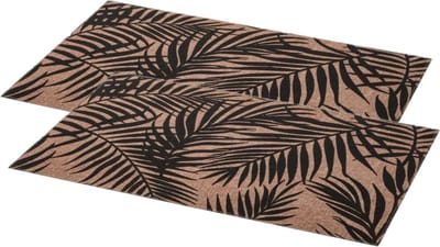 Secret de Gourmet tafel placemats Palm Tree - Set van 4x stuks - zwart/bruin - linnen mix - 45 x 30 cm - Onderleggers