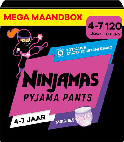Pampers Ninjamas - Pyjama Pants Nacht - Meisje - 4/7 jaar - Mega Maandbox - 120 luierbroekjes