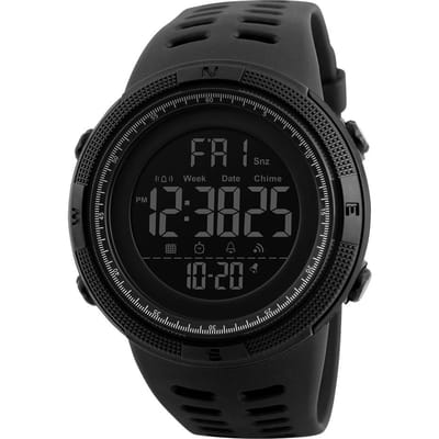 SKMEI heren sporthorloges Countdown dubbele tijdhorloge Alarm chronograaf digitale polshorloges 50M zwart