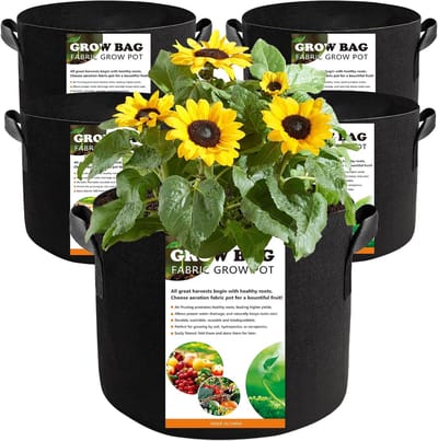Plantenpot -plantenpotten voor binnen-kweekpot-5-pack 10 gallon verdikte kweekzakken - beluchte non-woven kweekzakken met handvatten - stevige 300g tuinpotten - geschikt voor tomaten, aardappelen, aardbeien, groenten, fruit en bloemen - 40x30x2cm