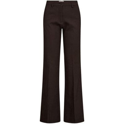 Freequent bruine dames broek   Flared fit   Steekzakken   Gemeleerd patroon   Knoop- en ritssluiting   Regular waist Bruin XL