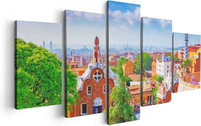 Artaza Canvas Schilderij Vijfluik Park Güell in Barcelona - Kleurrijk - 100x50 - Foto Op Canvas - Canvas Print