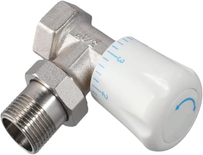 Thermostatische Radiatorkraan - Hoekkraan - Temperatuur Regelen - Energie Besparen - 15 mm x 3/4" - Zilverkleurig