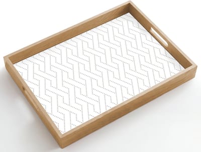 Dienblad hout 50x35 cm - Schootdienblad - Grafisch - Patroon - Modern - Geweven - Borrelplank rechthoek - Plateau dienbladen