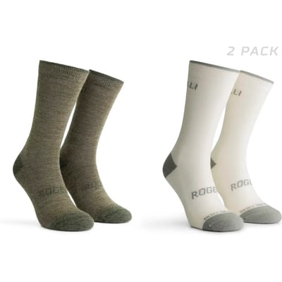 Rogelli Merino Wool Dames en Heren 2 pack Fietssokken - Groen/Taupe