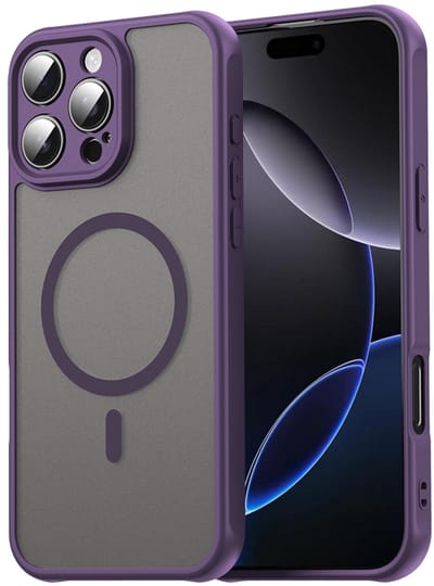 MobyDefend Hoesje - Geschikt voor iPhone 16 Pro Max - Case Geschikt voor MagSafe - Mat Transparant Met Gekleurde Rand - Paars