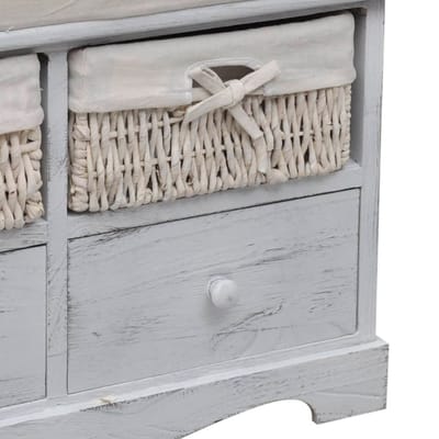 vidaXL - Opbergbank - 62x33x42 - cm - paulowniahout - wit