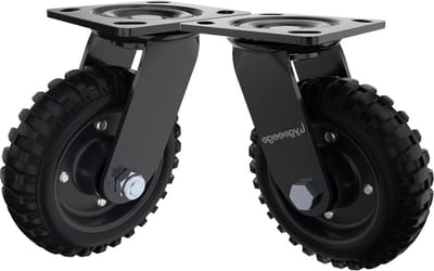 Heavy Duty Caster Wheel draaibare voetrol 15 cm x 2 - 250 kg capaciteit - massief rubber gietijzer - outdoor - plat vrij - karren dolly - werkbank trolley - doe-het-zelf gereedschap heavy duty wheel