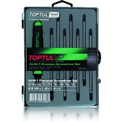 Kruiskop- en TORX-schroevendraaierset TOPTUL Precision, 4 stuks aan beide zijden