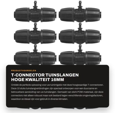 Dailygoods- Slangconnector Hoogwaardige Kwaliteit - T-Connector - Tuin Connector - Duurzaam - 10 Stuks - 8.4 x 4.2 cm - Tuinslangconnector