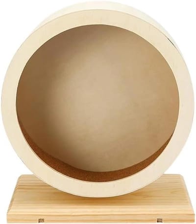 Loopfiets Hamster - Riemsteunrol Huisdier - Beweging Stimuleren - Natuurlijk Materiaal - 25 x 22 x 14 cm - Houtkleur